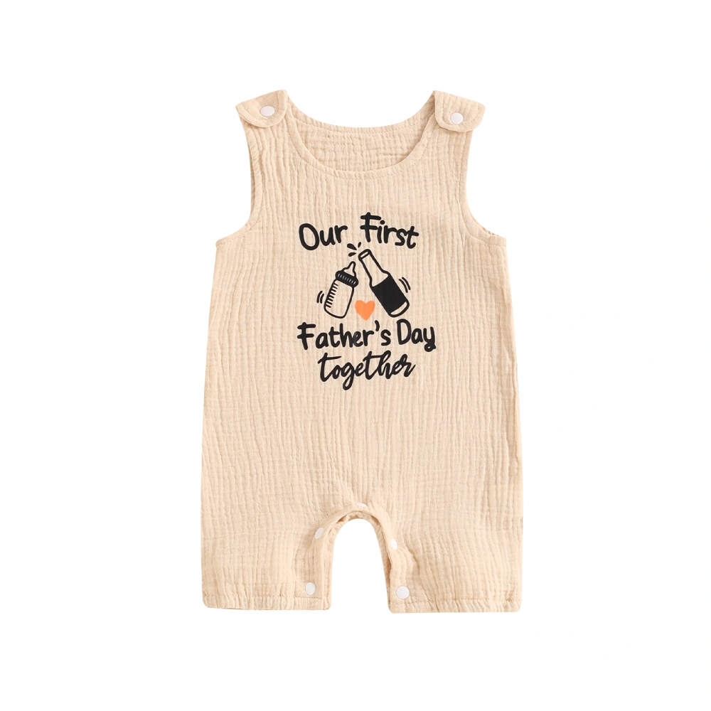 Baby Girl Boy Tank Romper Letter Print Round Neck Sleeveless Jumpsuit 