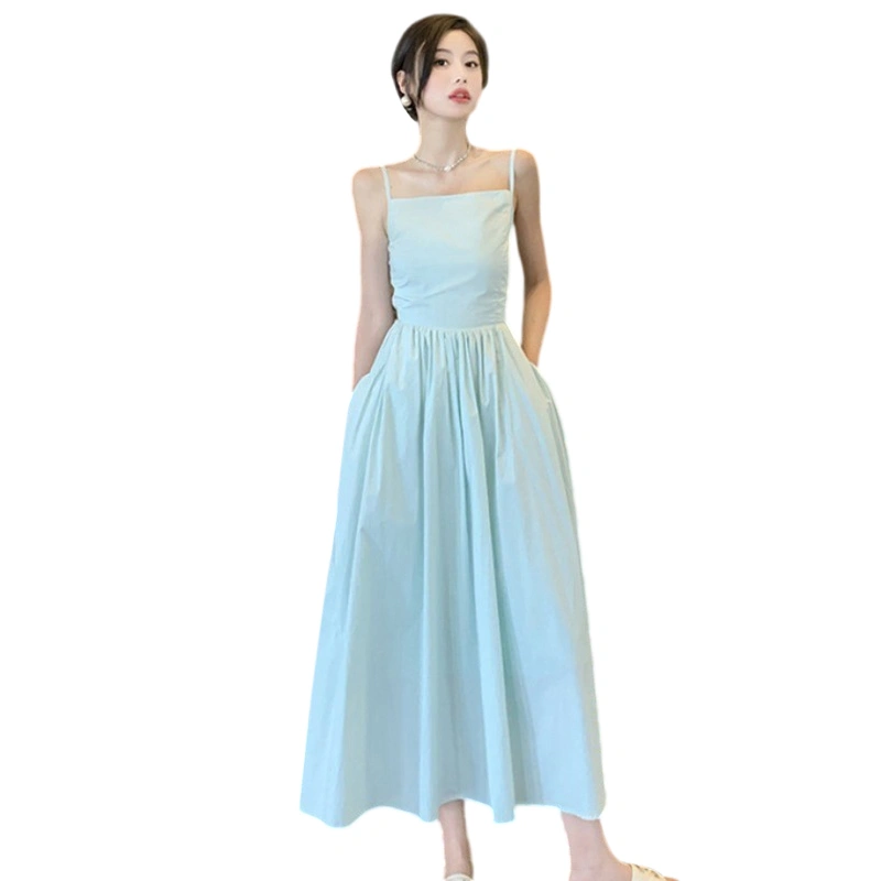 Women Slip Dress, Sleeveless Backless Tie-up Long Swing Dress