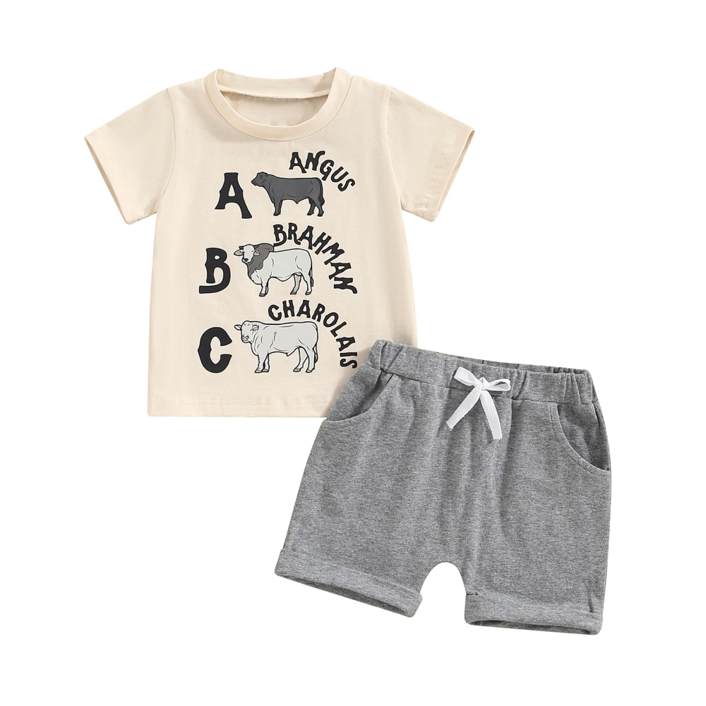 Baby 2 Piece Outfits Alphabet Print Short Sleeve T-Shirt and Shorts 