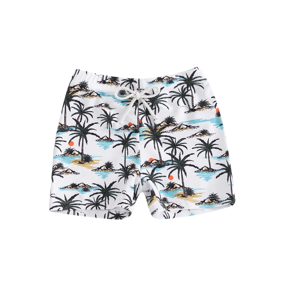 Toddler Boy Swim Trunks Tree/Dinosaur Print Elastic Waist Board Shorts