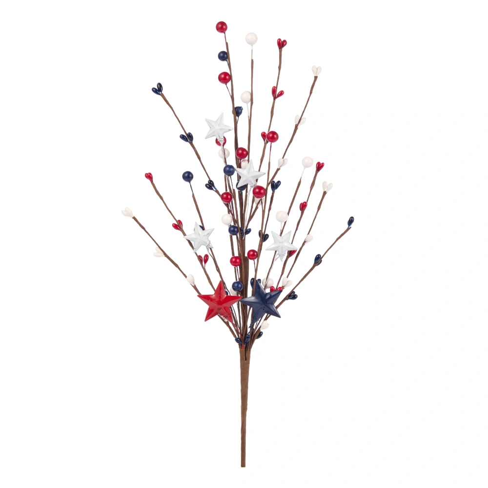 Artificial Berry Stems with Star 4th of July Patriotic Faux Berry Pick