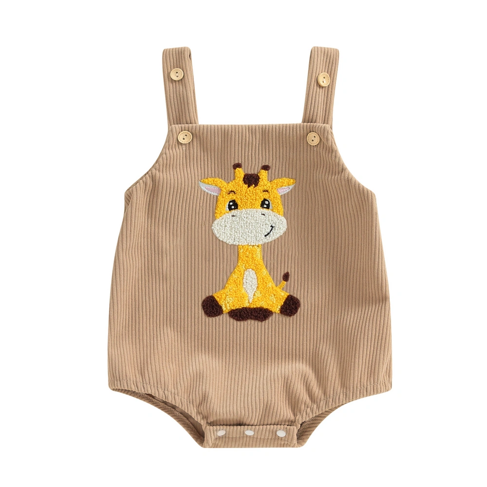 Baby Girls Boys Romper Overalls Bodysuit Giraffe Embroidered Jumpsuit