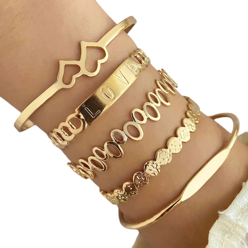 Gold Bangle Cuff Bracelets for Women Girls Layered Stackable Bracelet