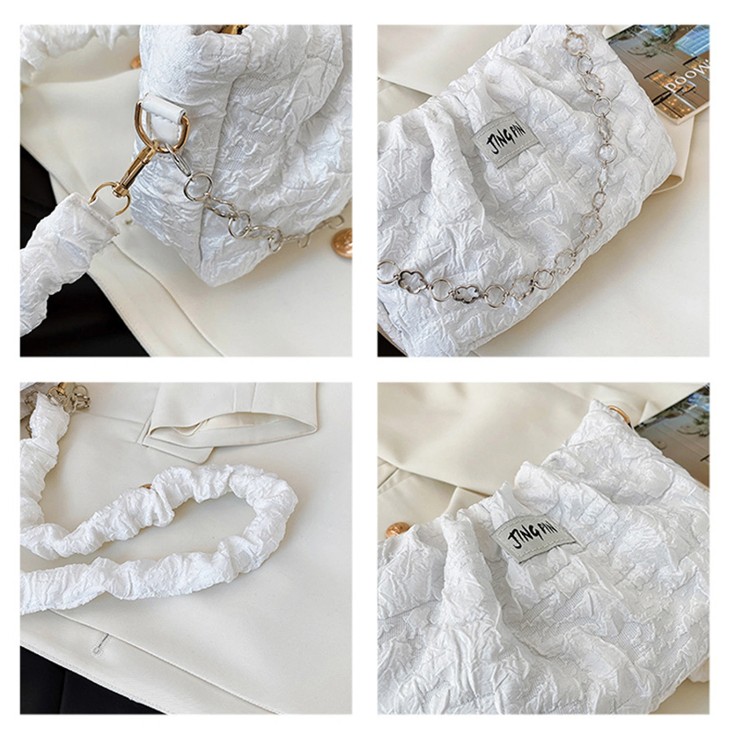 Women Shoulder Bag, Large Capacity Pleated Soft Underarm Bag Purse