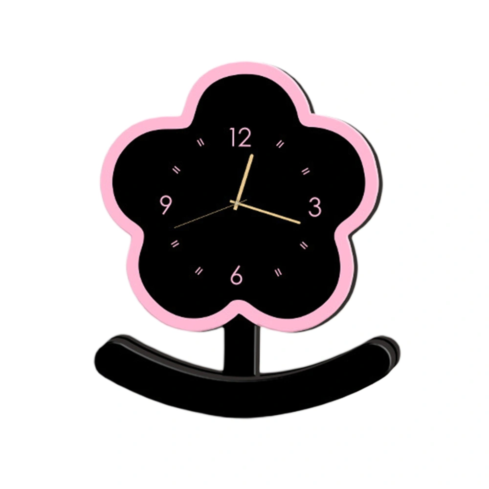 Flower Clock, Modern Cute Swing Wooden Desktop Bedside Clock Gift