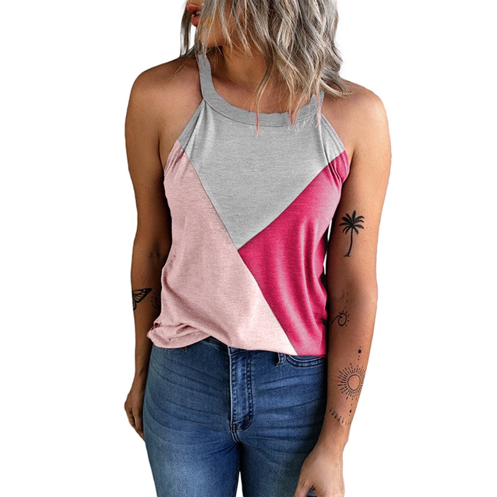 Women Vest, Sleeveless Crew Neck Contrast Color Summer Tops Streetwear