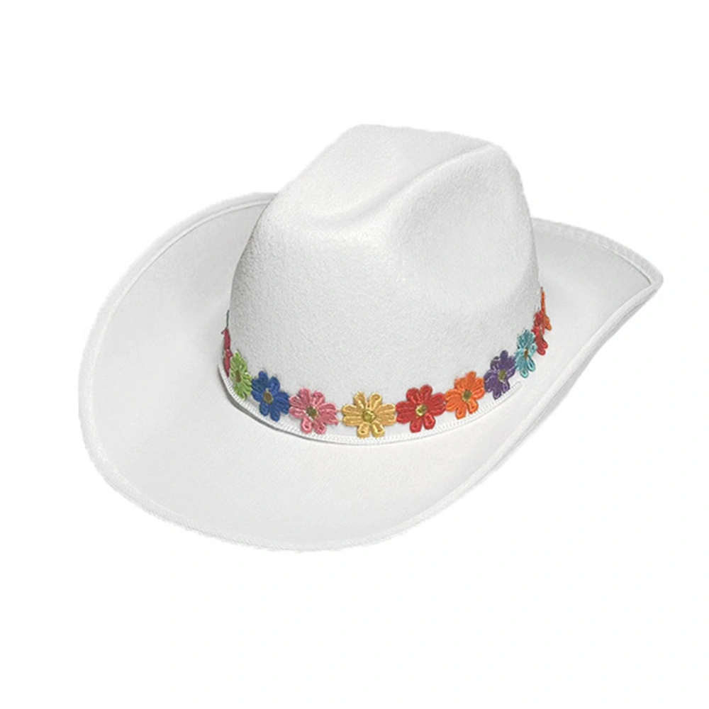 Cowgirl Hat Set, Colorful Flower Cowboy Hat with Necklace Earrings