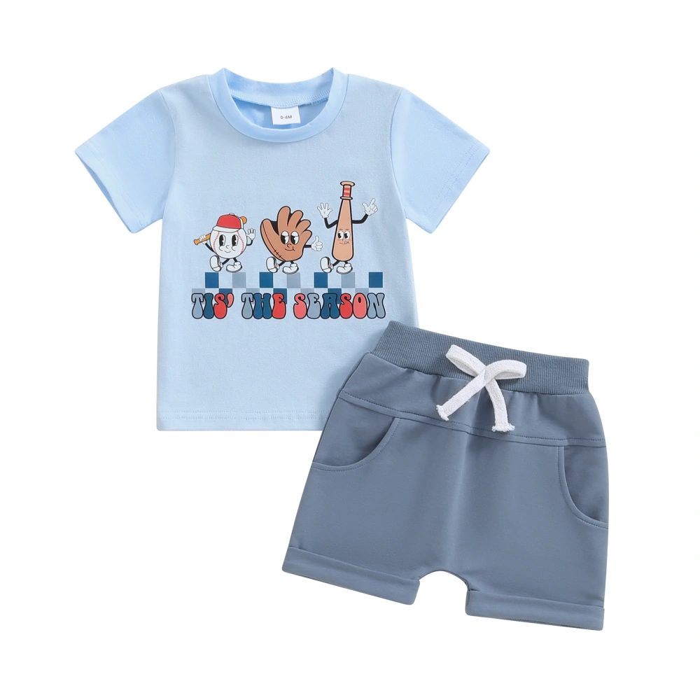 Baby Boy Shorts Set Short Sleeve Baseball Letters Print T-shirt Shorts