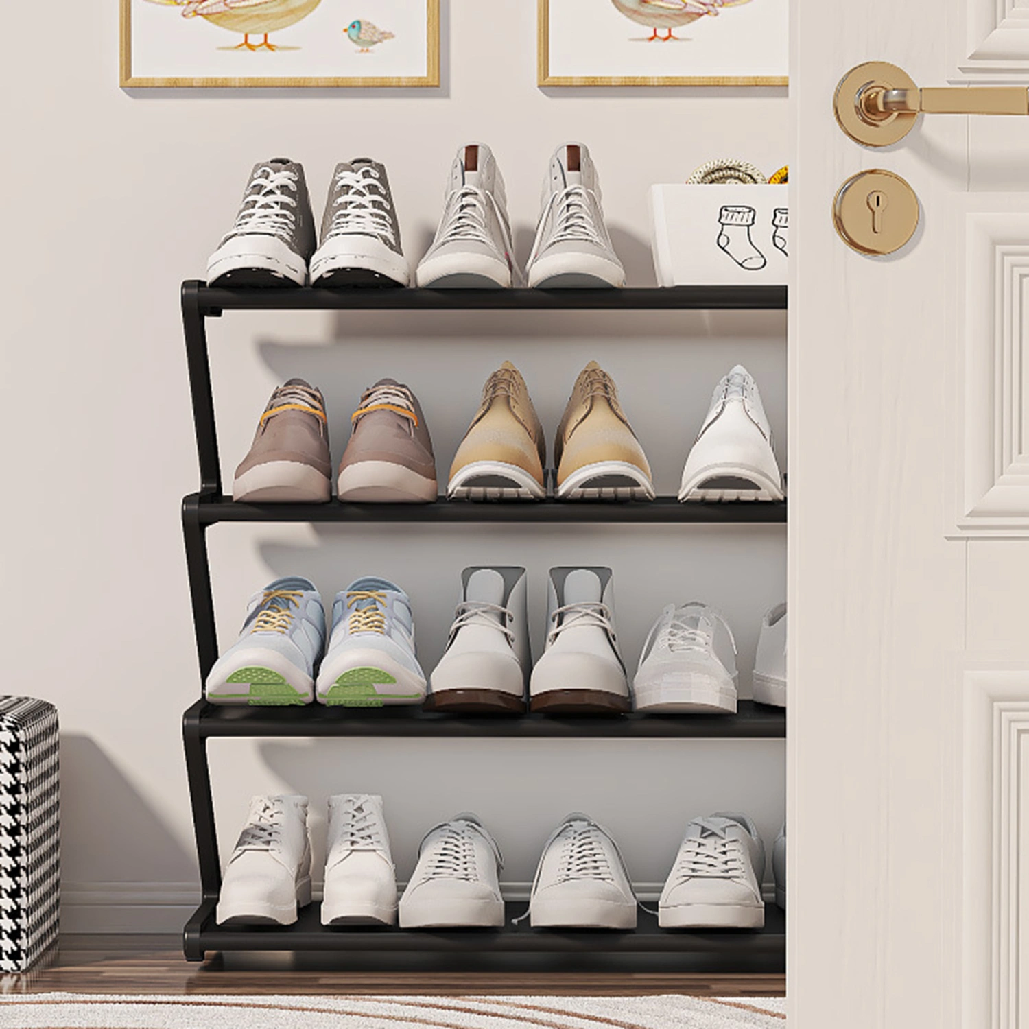 Shoe Rack for Entryway, 4 Tier Shoe Organizer Shoes Storage Rack