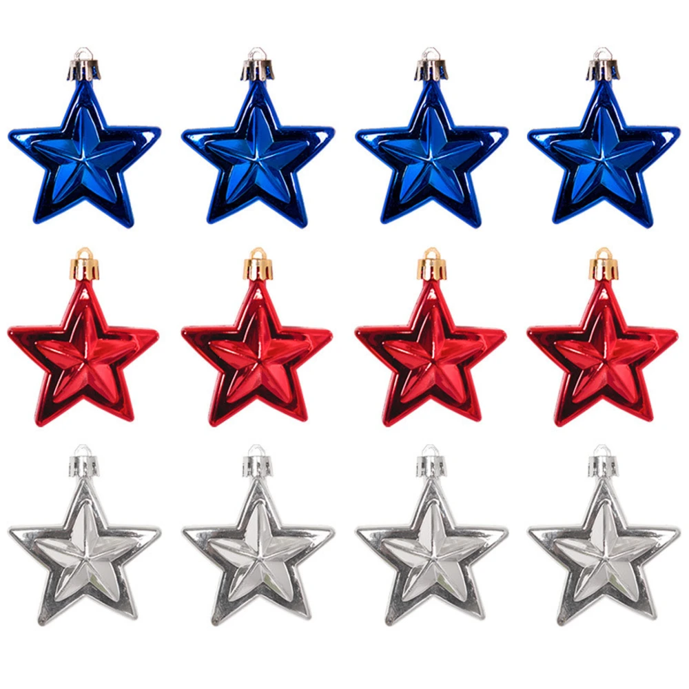 12pcs Patriotic Stars, Hanging Pendant Independence Day Decor