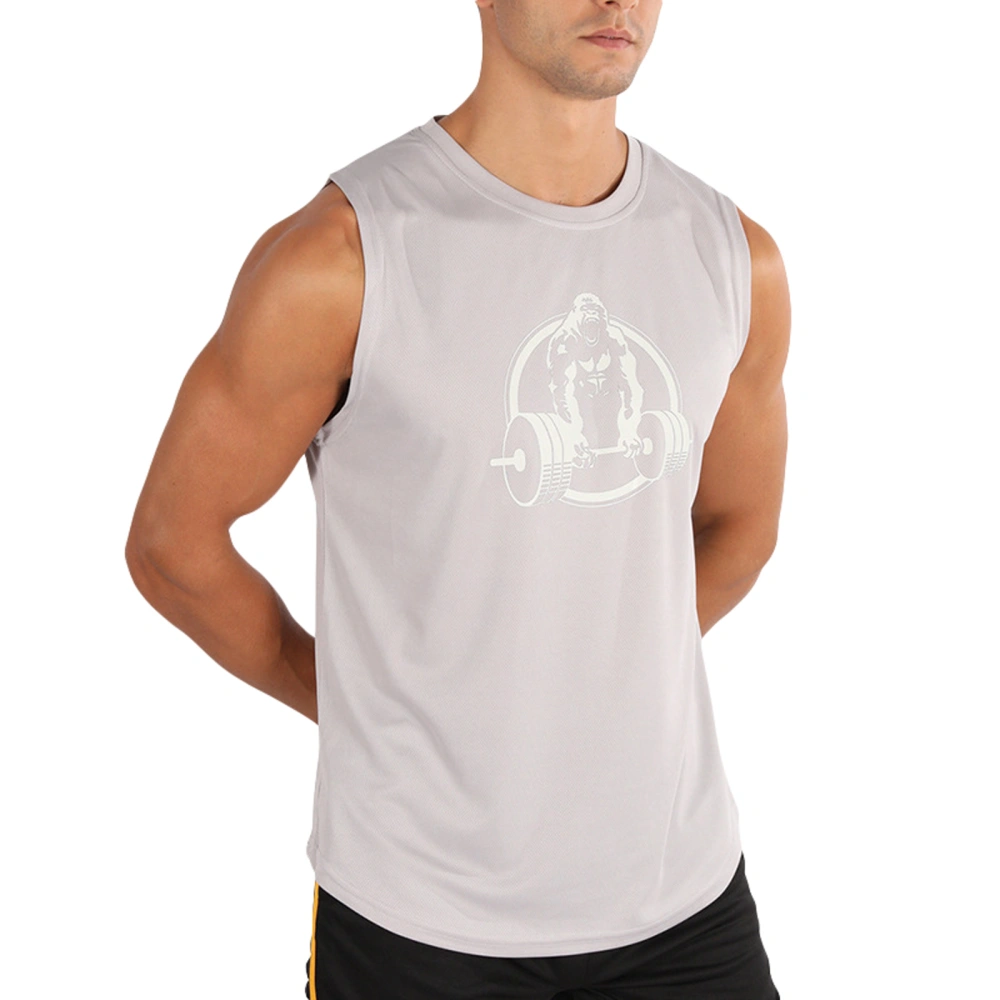 Men Workout Tank Top Sleeveless Crew Neck Chimpanzee Print Summer Tops