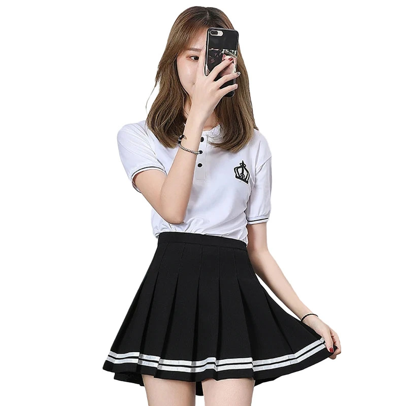 Women's Mini A-Line Skirts High Waist Striped Print Pleated Skirts