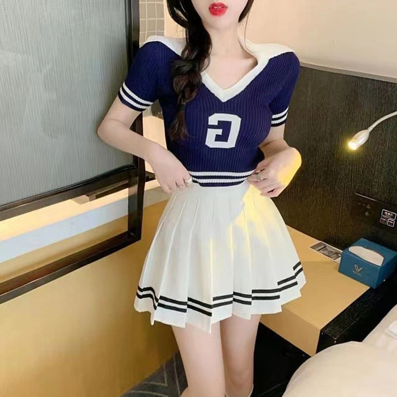 Women's Mini A-Line Skirts High Waist Striped Print Pleated Skirts