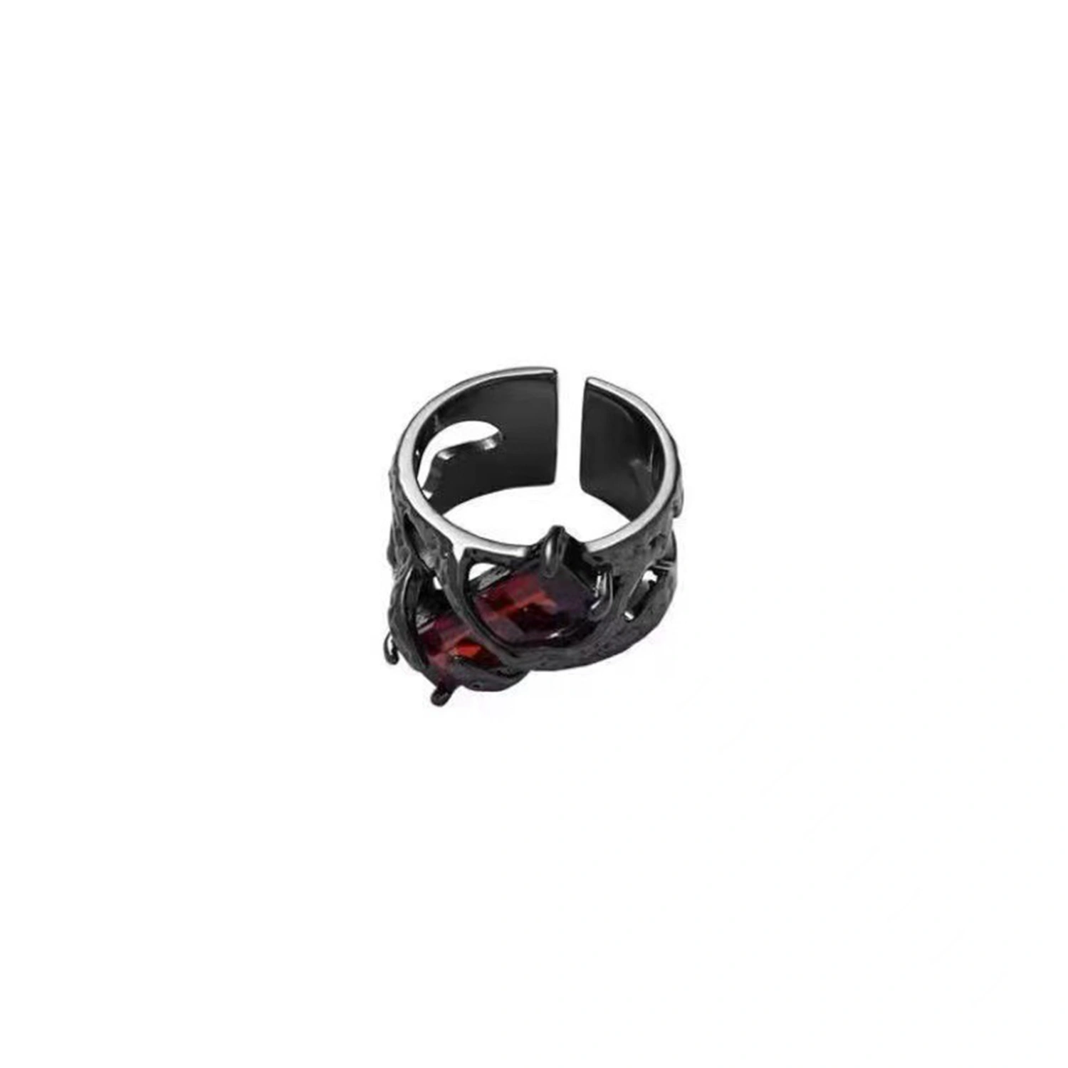 Red Stone Rings for Men Women Gothic Zirconia Rings Adjustable Rings