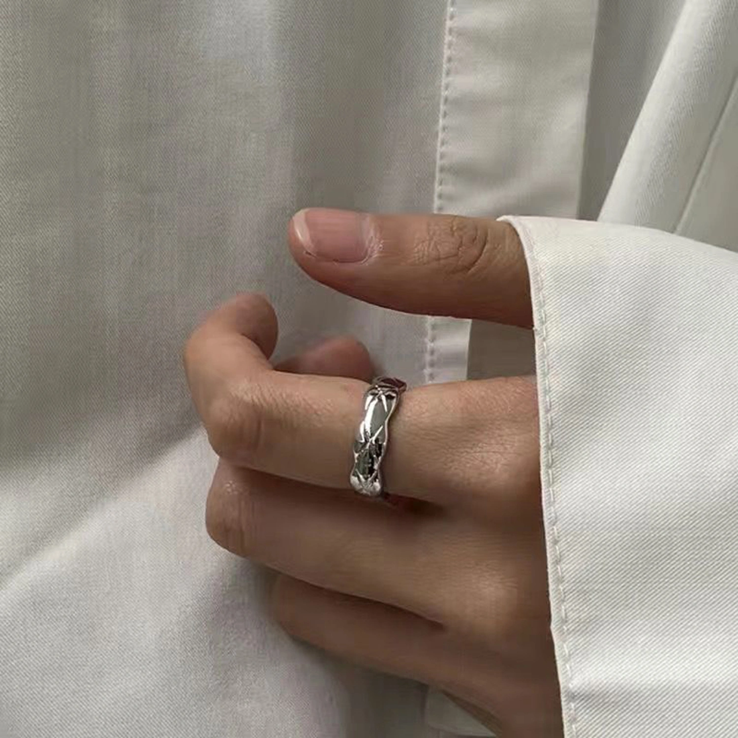 Double Layered Cross Ring for Women Girls Personality Open Wrap Ring