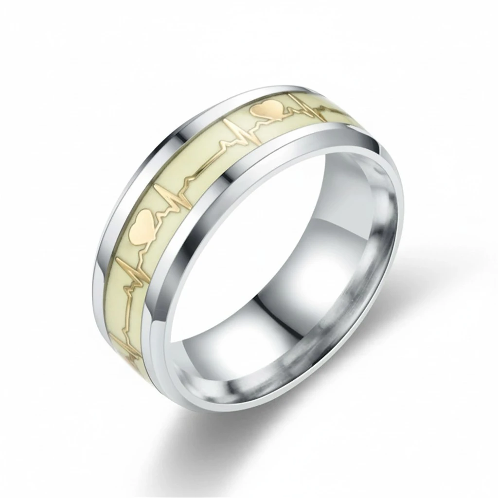 Matching Couple Rings Luminous Electrocardiogram Rings for Men Women