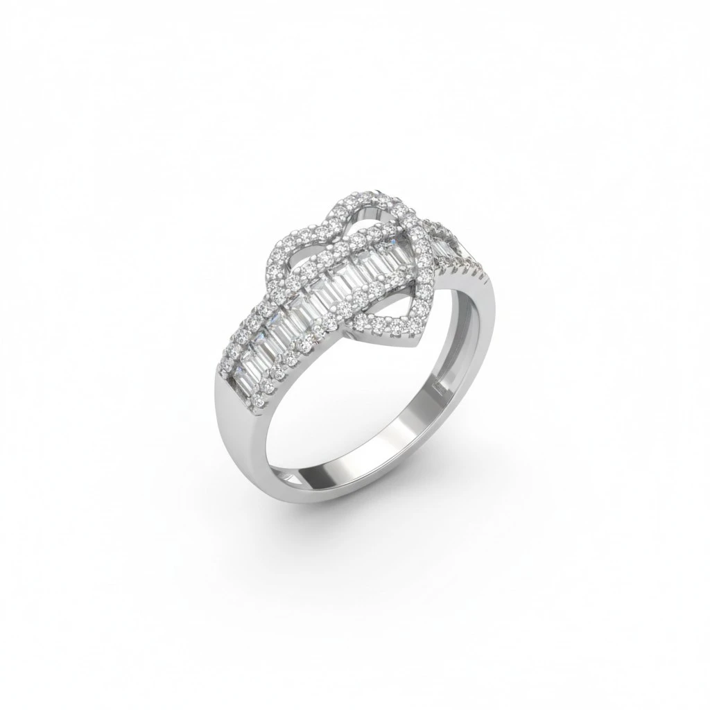 Diamond Heart Rings for Women Sparkle Rhinestone Heart Shaped Rings