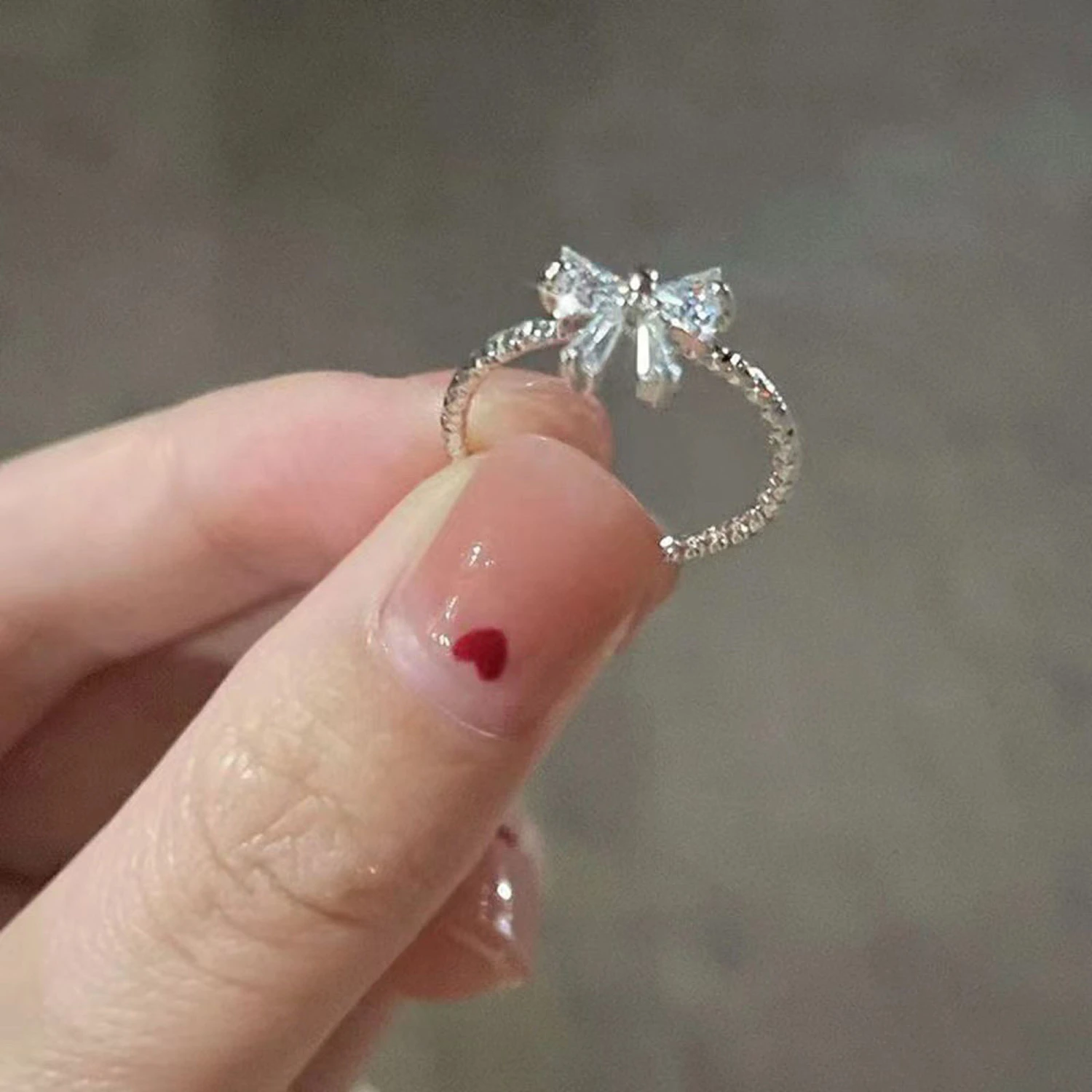 Bow Rings for Women and Girls Dainty Cubic Zirconia Bowknot Rings