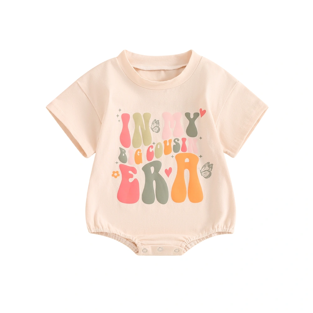 Baby Girls Romper, Short Sleeve Letters Print Summer Bodysuit