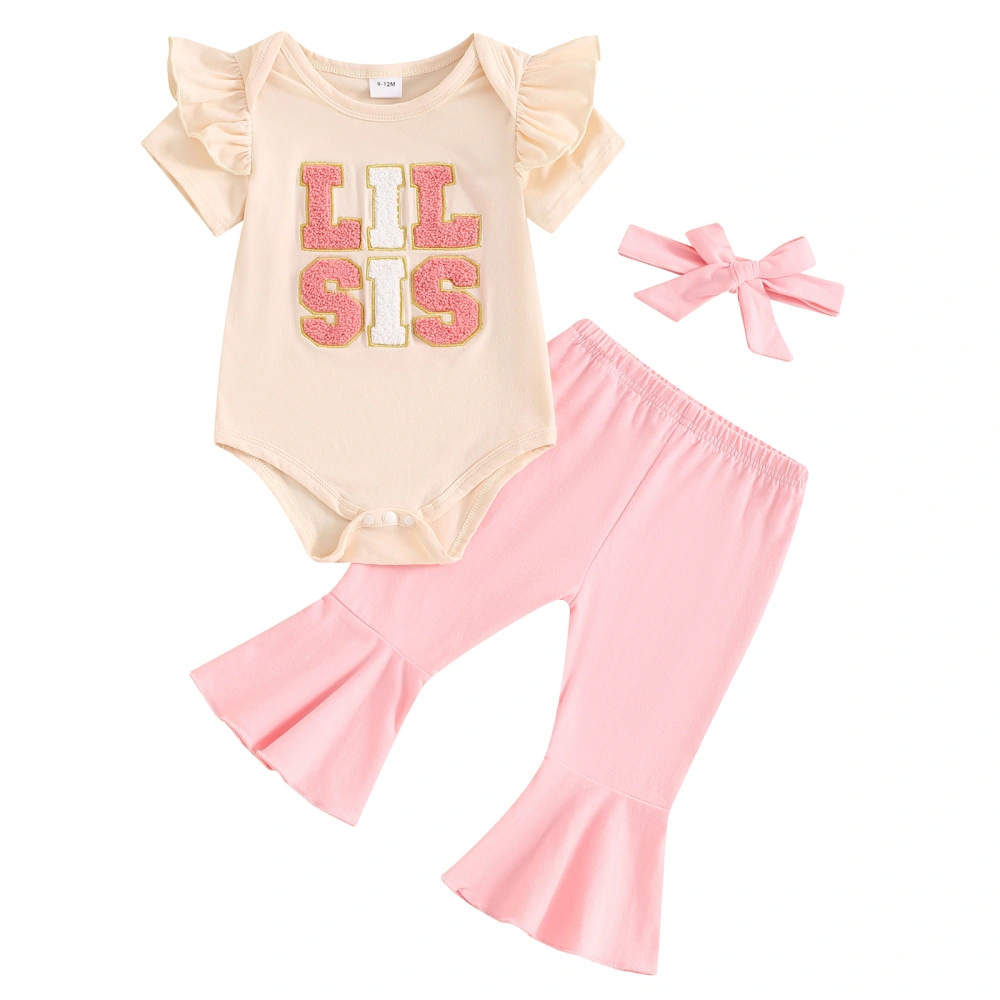 Baby Girls Outfits Short Sleeve Embroidery Romper + Pants + Headband