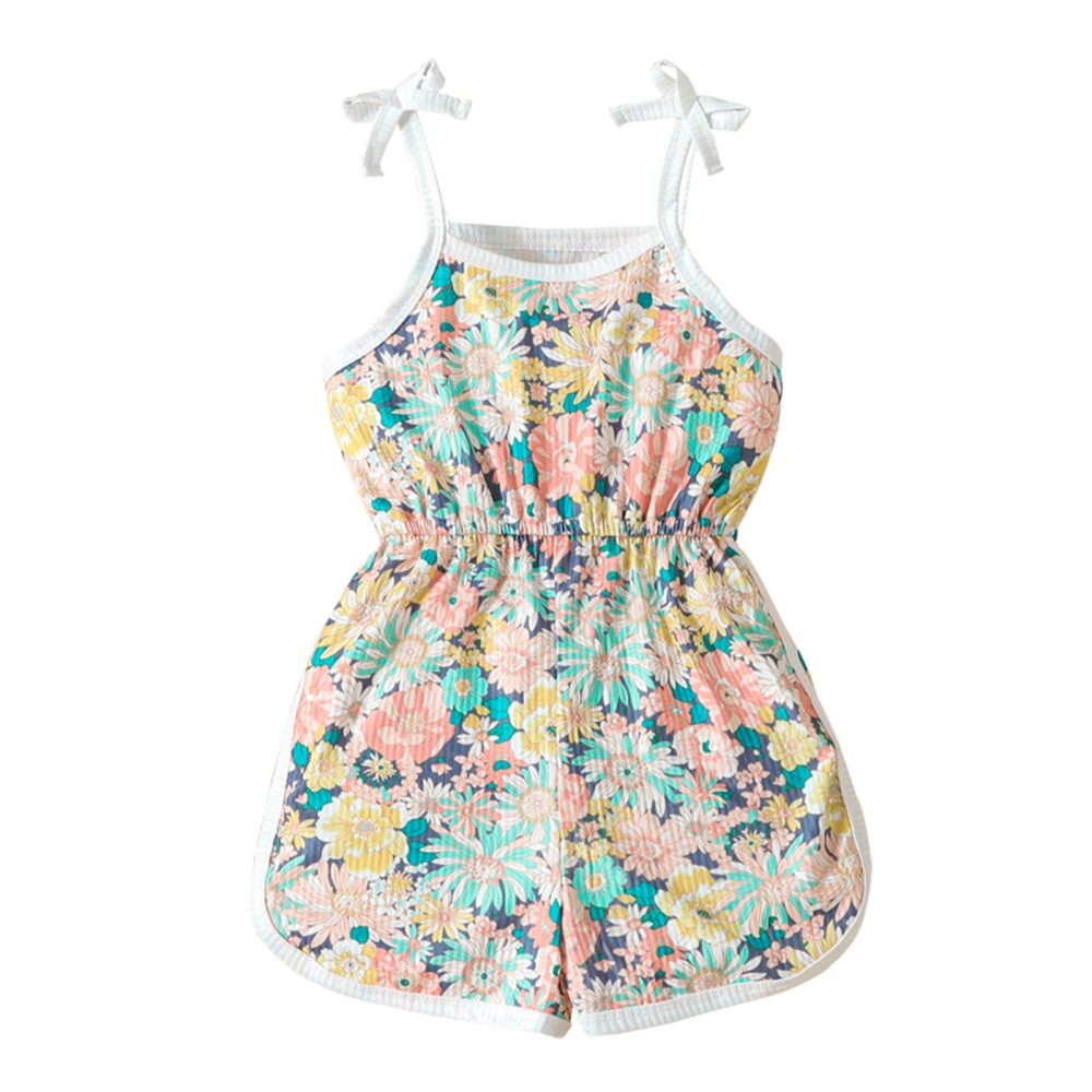 Toddler Girls Rompers Overalls Floral Bowknot Summer Jumpsuit