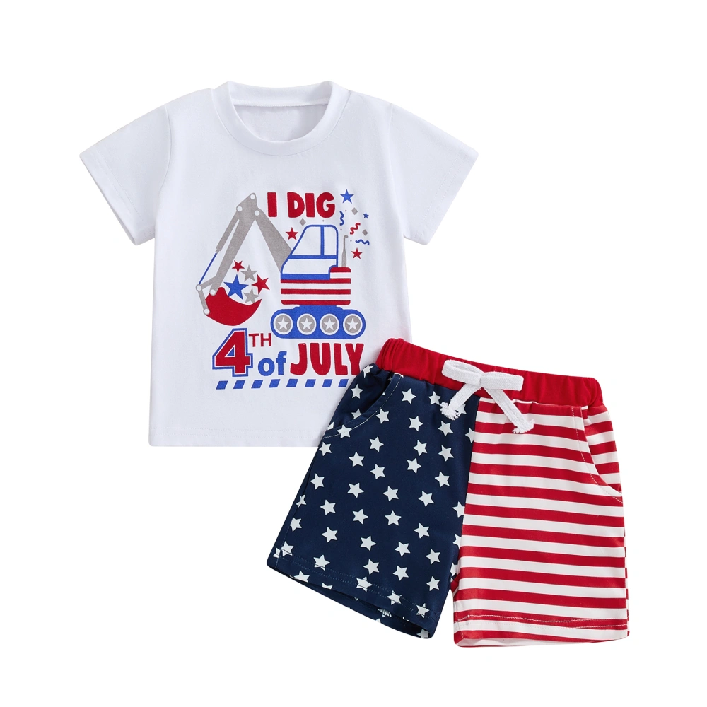 4th of July Toddler Boys Outfits Letter Print T-Shirts Shorts