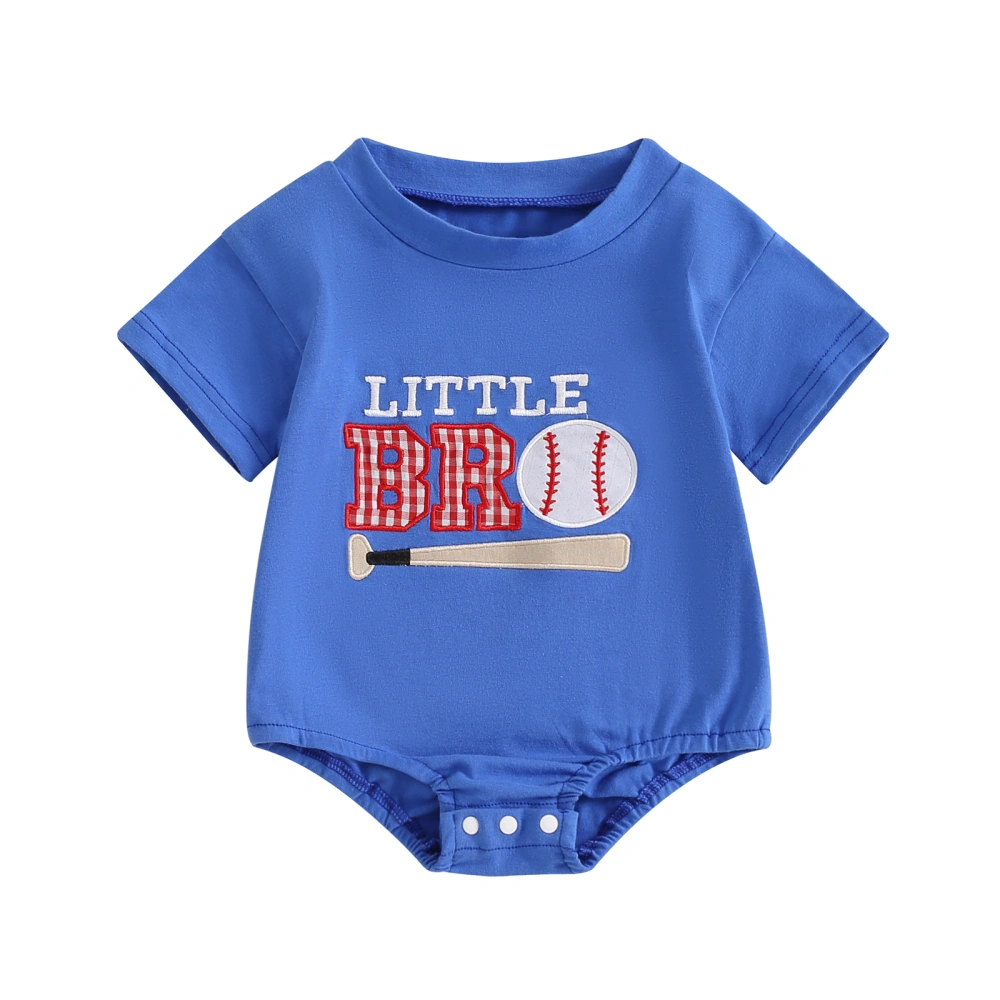 Baby Boys Romper Letter Baseball Embroidered Short Sleeve Jumpsuits