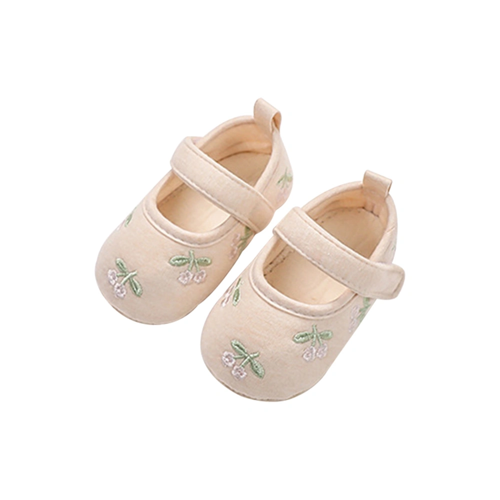 Baby Girls Floral Embroidery Shoes Cute Soft Non-Slip Crib Shoes