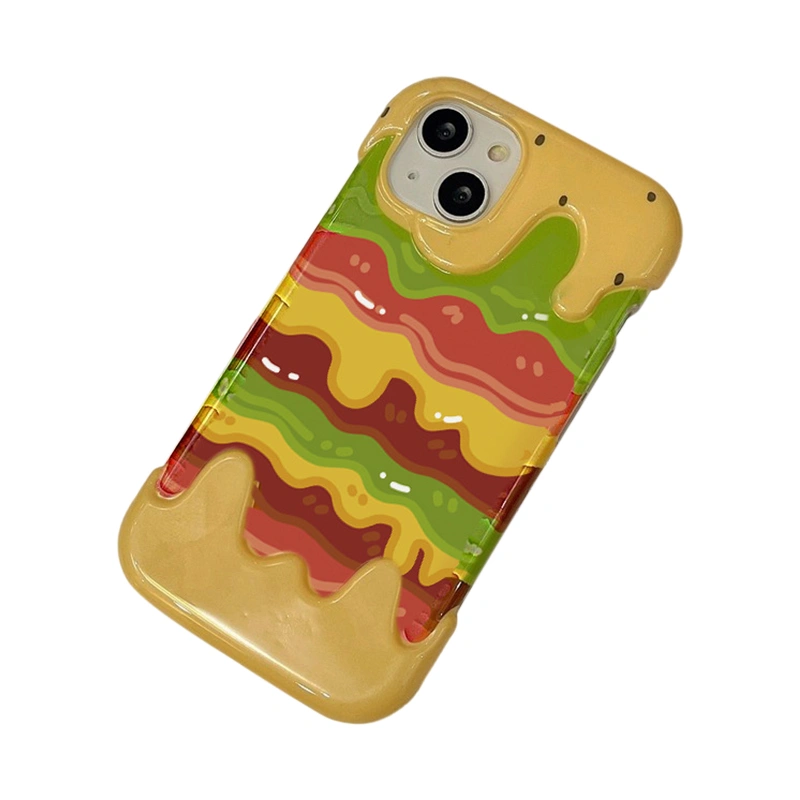 Phone Case Cute 3D Hamburger Silicone Phone Cover for iPhone 12-15 Series