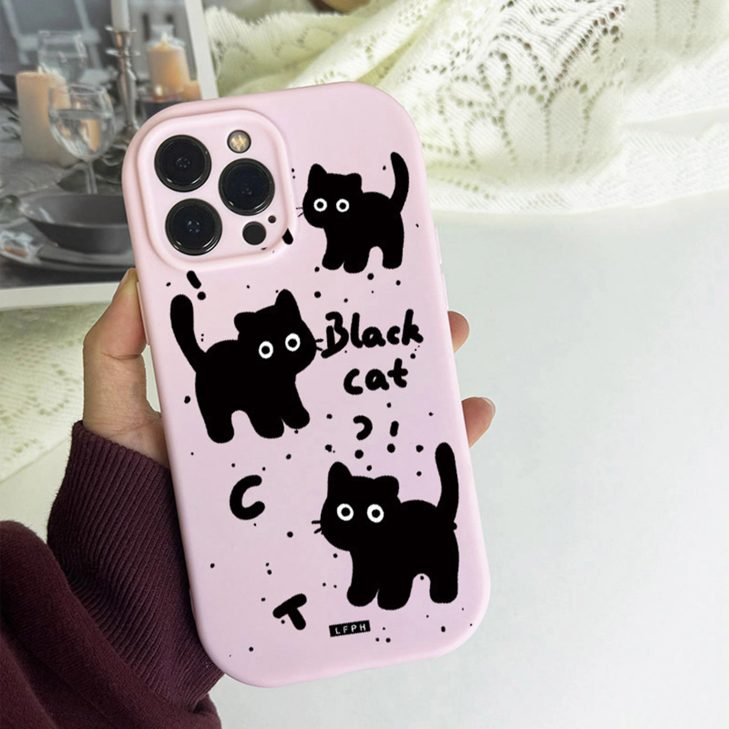 Phone Case Cat Print Protective Phone Cover with Ring for iPhone 