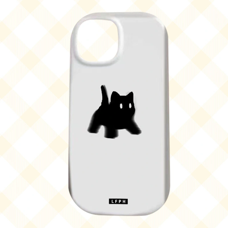 Kawaii Phone Case for iPhone 12 13 14 Pro Black Cat Phone Cove