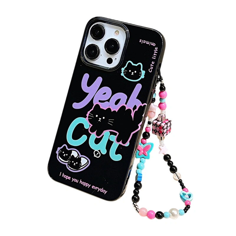 Jelly Phone Case Cute Letter Cat Phone Protective Cover for iPhone 13