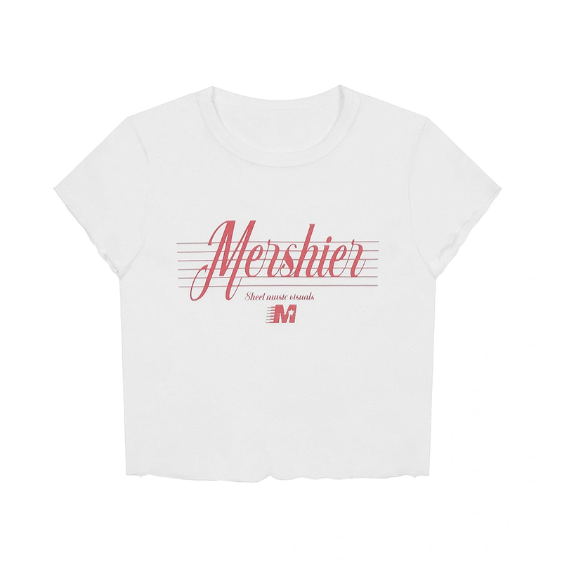 Women T-shirt, Crew Neck Short Sleeve Letters Print Slim Summer Tops