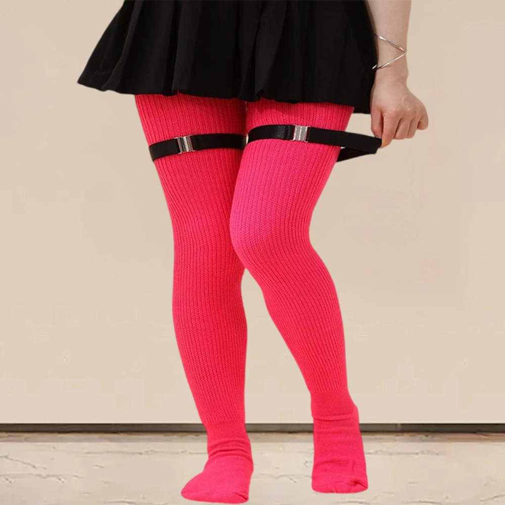 Women Thigh High Socks Knit Elastic over Knee Socks with Garter Belt