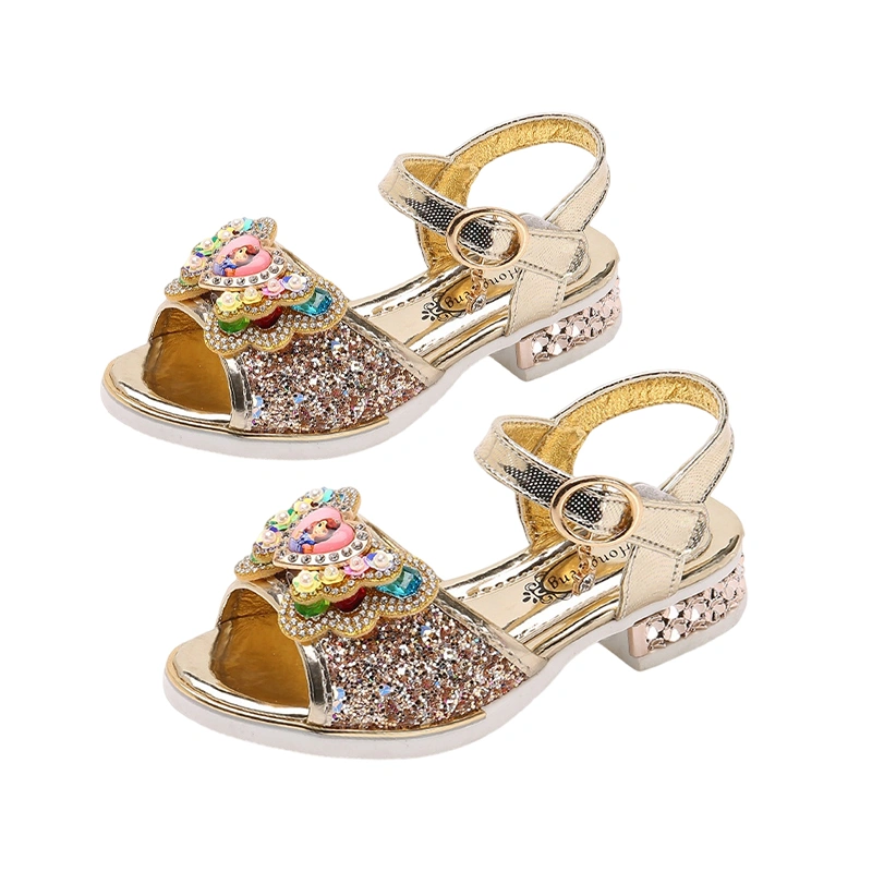 Kids Girls Sparkly Sandals Summer Soft Sole Rhinestones Dress Sandals