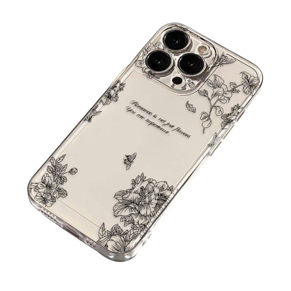 Clear Case for iPhone 11 12 13 14 15 Pro Floral Print Phone Cover