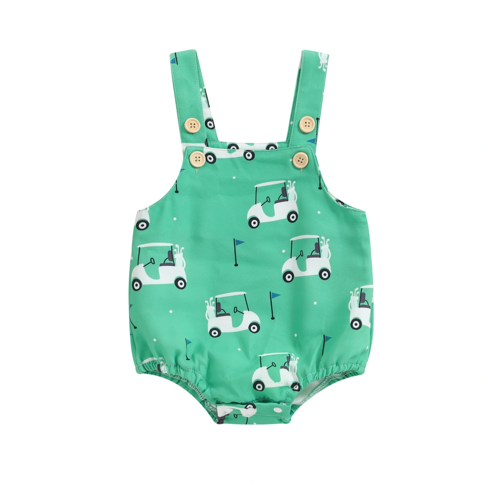 Baby Romper, Sleeveless Golf Cart Print Summer Casual Bodysuit