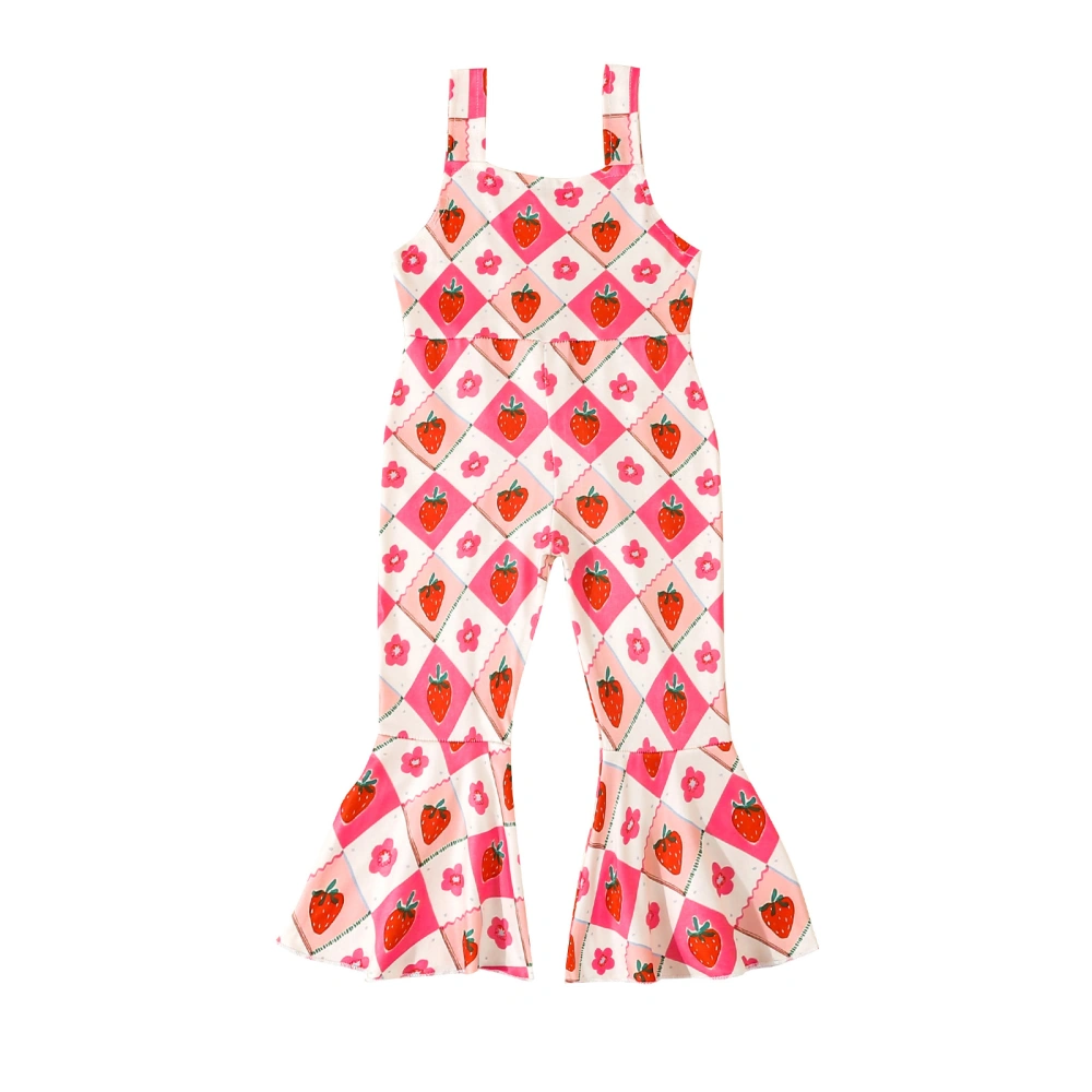 Baby Girl Bell Bottom Jumpsuit Flower Sleeveless Flare Pants Romper 