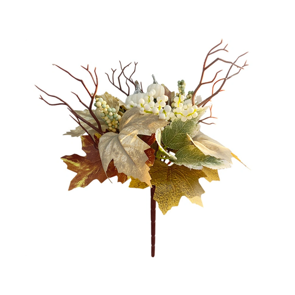 Artificial Fall Flowers Bouquet Fake Maple Leaves Pumpkins Berry Decor