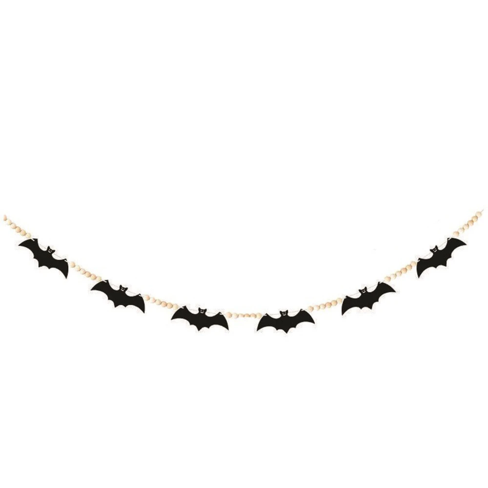 Halloween Banner, Bat Beaded Wooden Backdrop Haunted House Party Favor