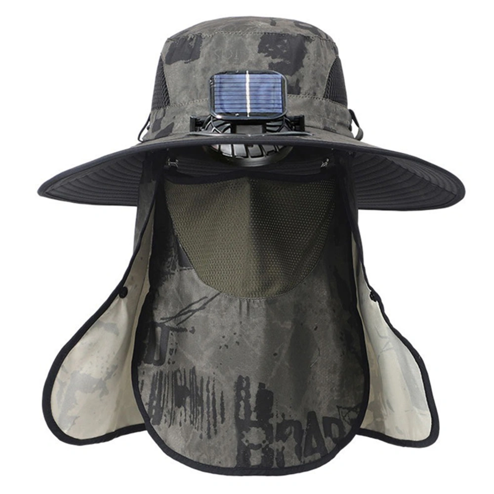 Men Angling Bucket Hat Solar Fan Hat with Neck Flap Facewear