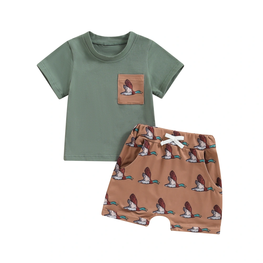 Baby Boys Summer Outfits Duck Print Short Sleeves T-Shirt and Shorts