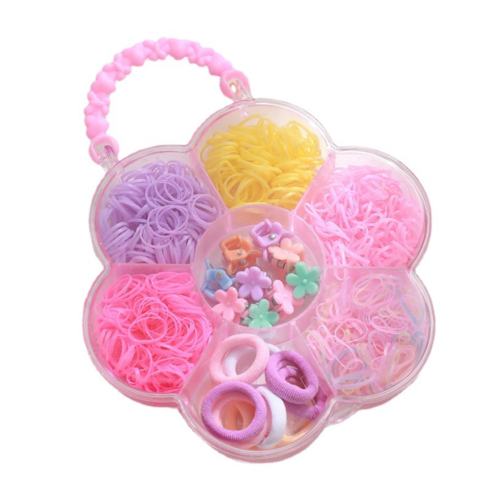 Girl Hair Accessories Set Flower Jewelry Box Elastic Hair Ties Clips 