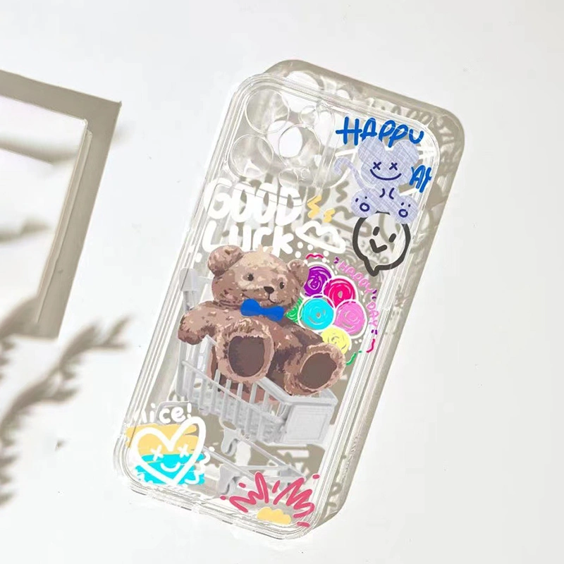 TPU Graffiti Bear Cell Phone Case Phone Cover for iPhone11/12/13/14/15