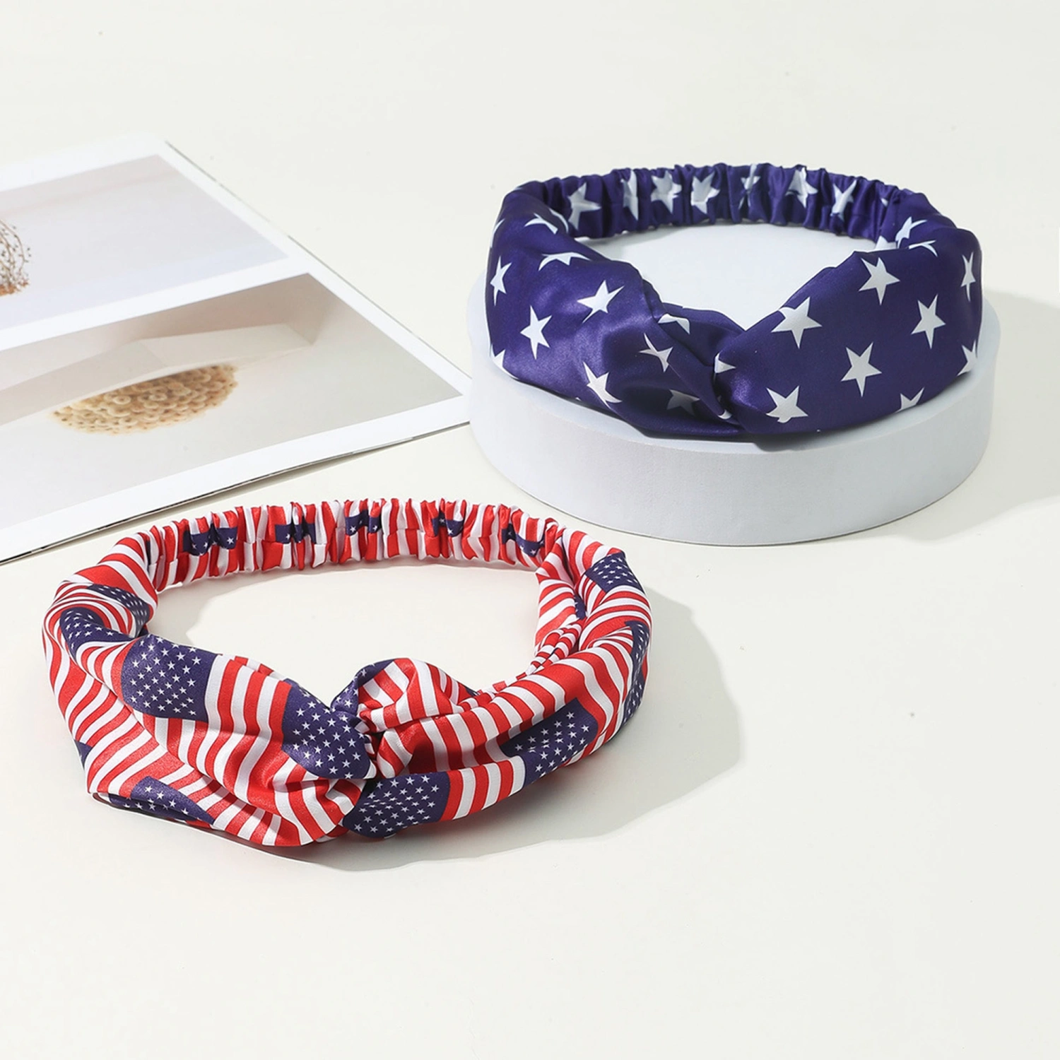 Women 4th of July Headband Flag Star Stripe Print Twist Bandana