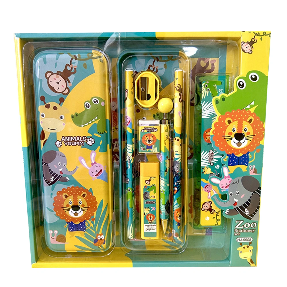 Cute Stationery Set, Cartoon Pencil Case Ruler Eraser School Supplies