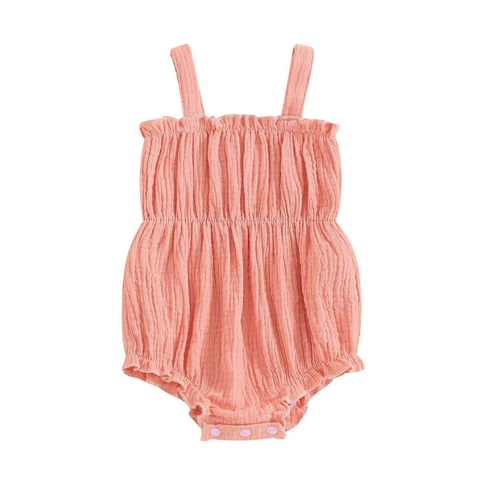 Baby Girls Rompers, Sleeveless Pleated Solid Infant Bodysuit