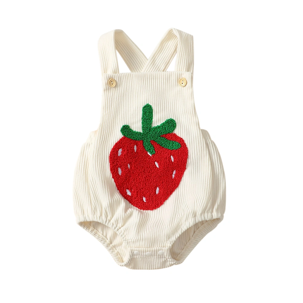 Infant Baby Girl Overalls Rainbow Embroidery Sleeveless Romper