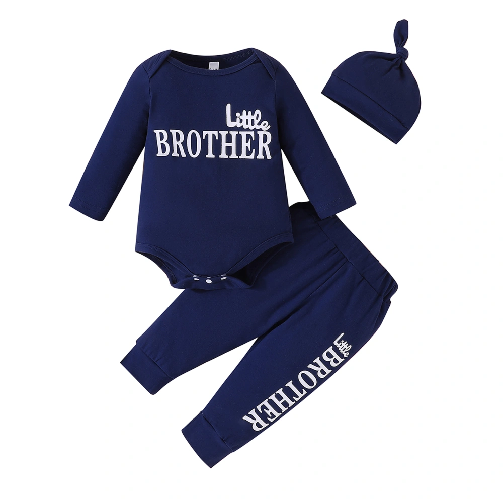 Baby Boy Fall Outfit Letter Print Long Sleeve Romper Pants Hat 