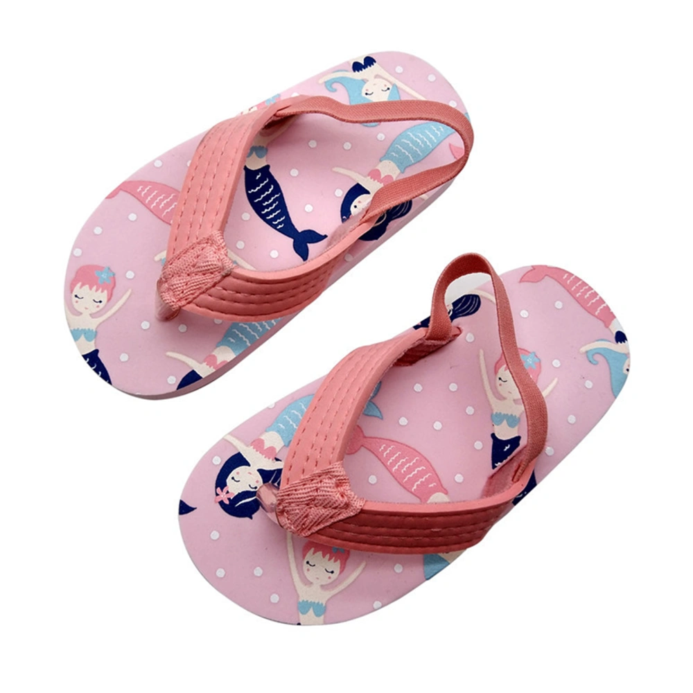 Kids Girls Flip Flop Sandals Cute Cartoon Mermaid Anti-Slip Shoes